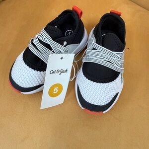 Cat & Jack Kids White, Black & Red Slip-On Mesh Sneakers